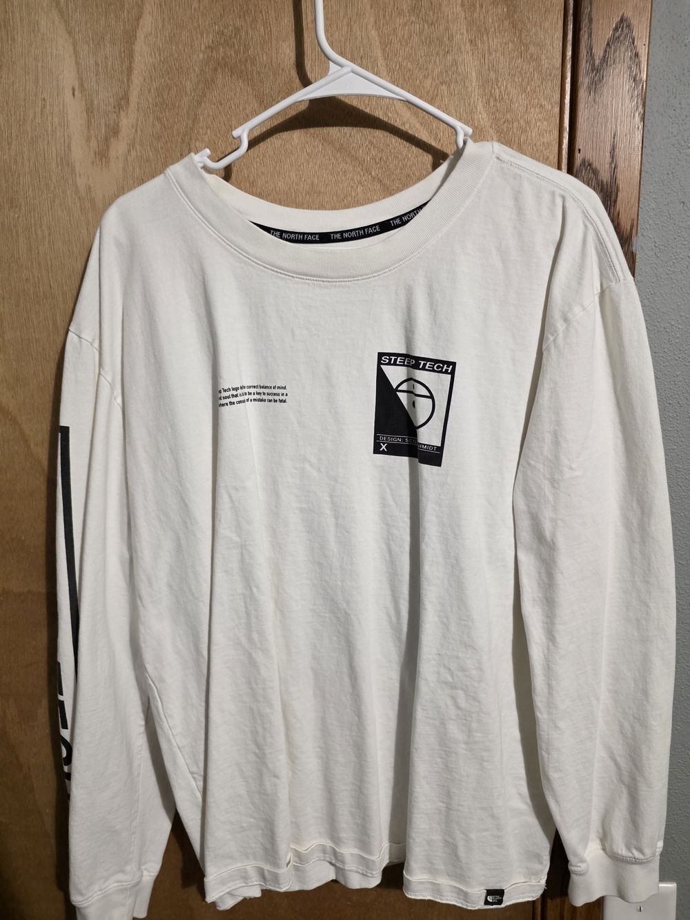 The North Face Steep Tech Long-Sleeve Shirt - Off-White with Black Graphics